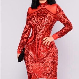 Red sequins dress